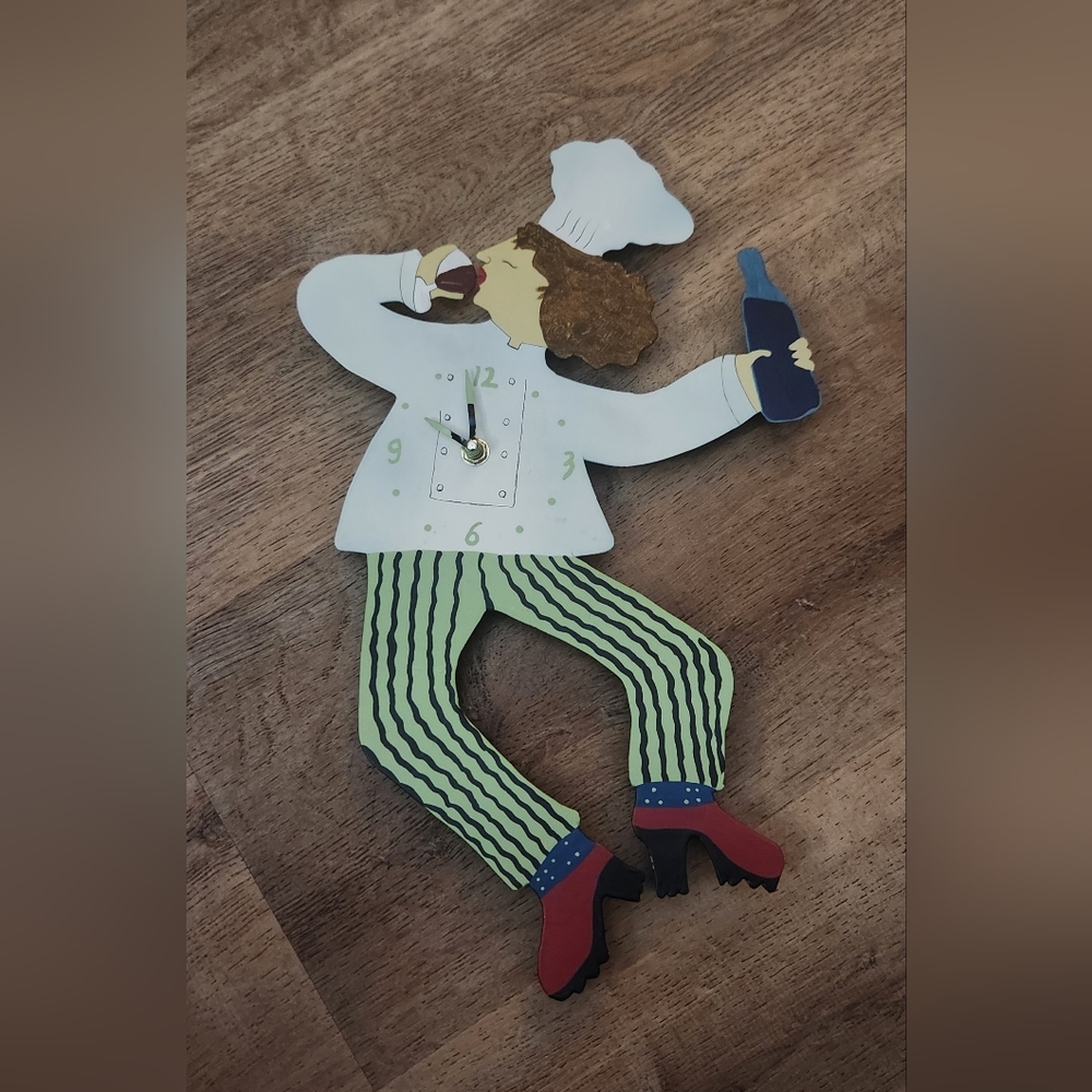 Folk Art Metal Chef Clock
